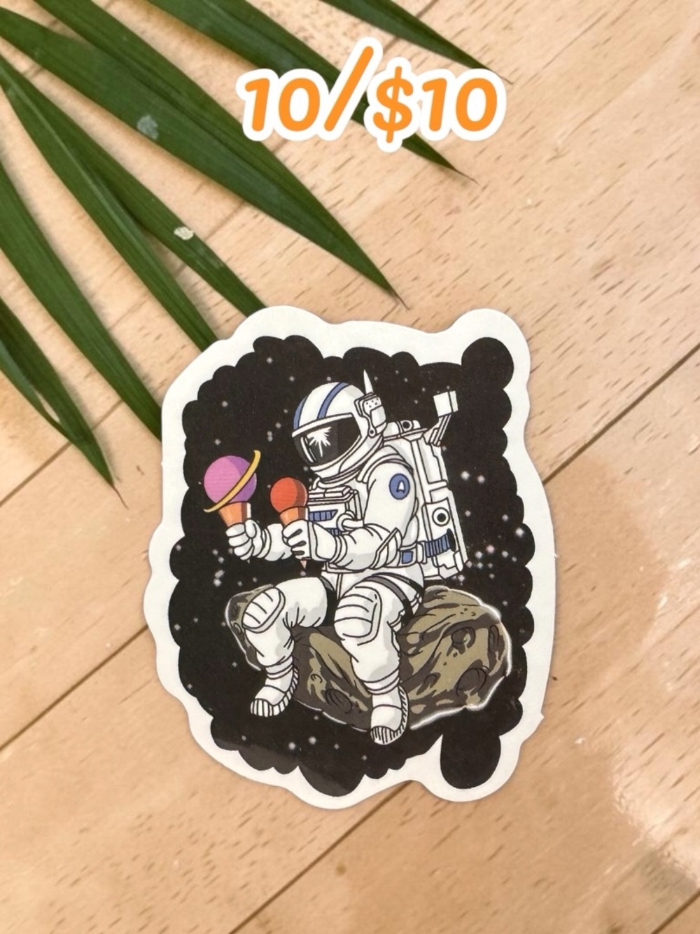 Astronaut Ice Cream Sticker Funny Space Dessert Vinyl Decal | Cute Cosmic Humor